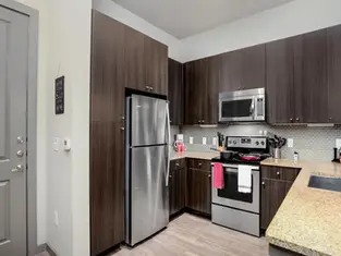 Furnished kitchen at Modera Flats near MD Anderson