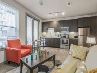 Furnished living room at Modera Flats near MD Anderson