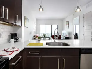 Furnished kitchen at Vantage near MD Anderson