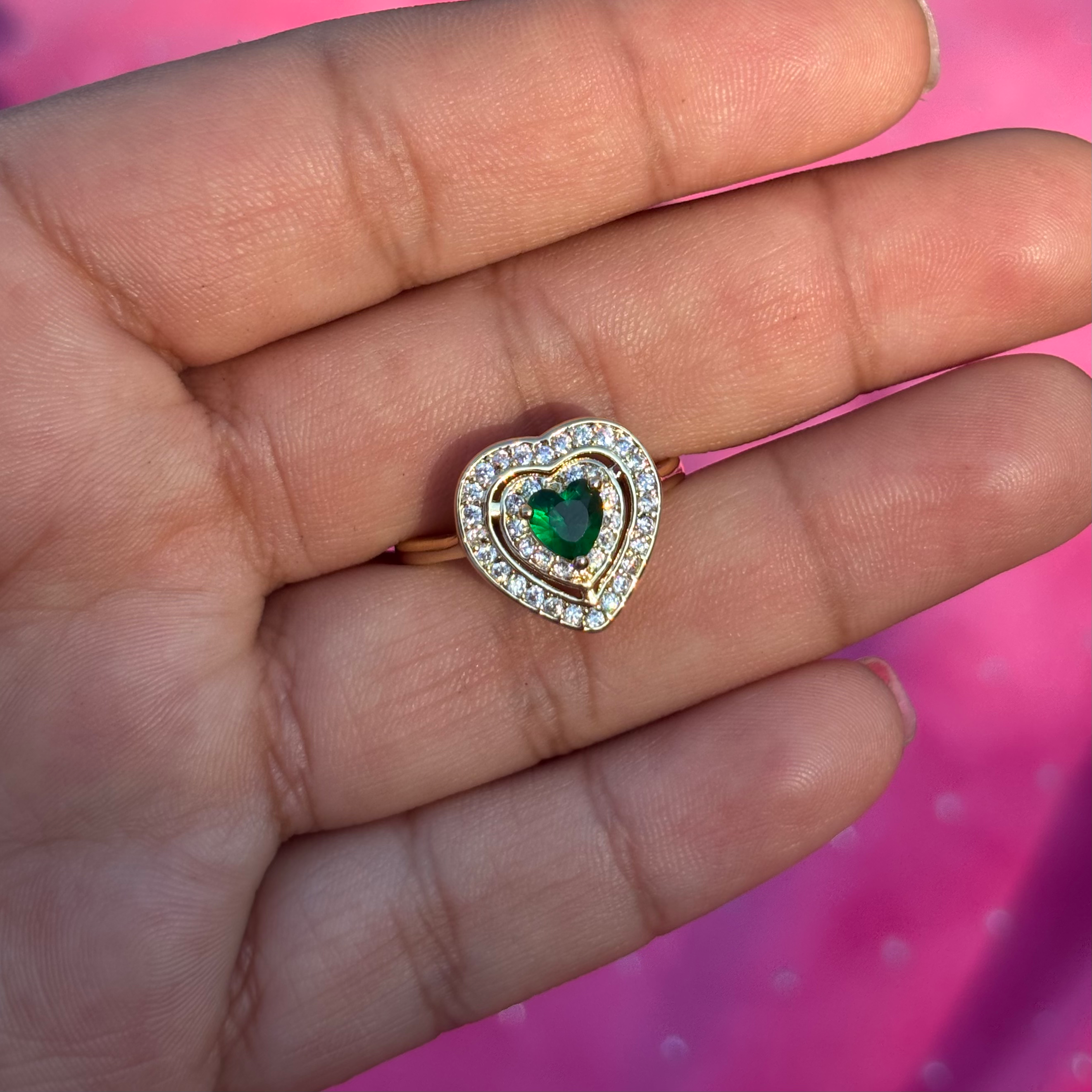 9 Green heart ring 