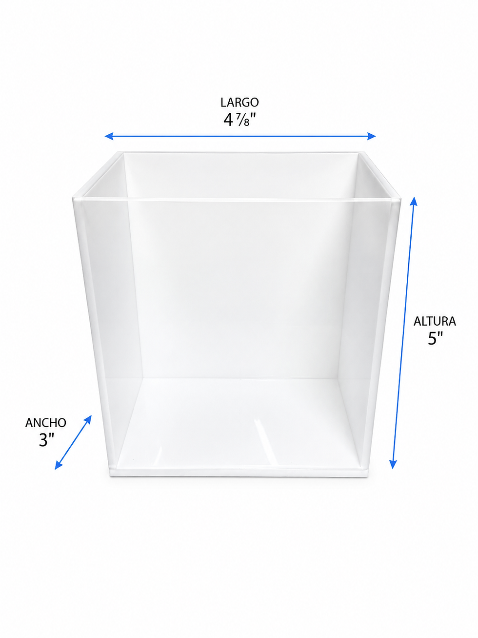 Clear acrylic betta display tank with dimensions 4 7/8" x 3" x 5"