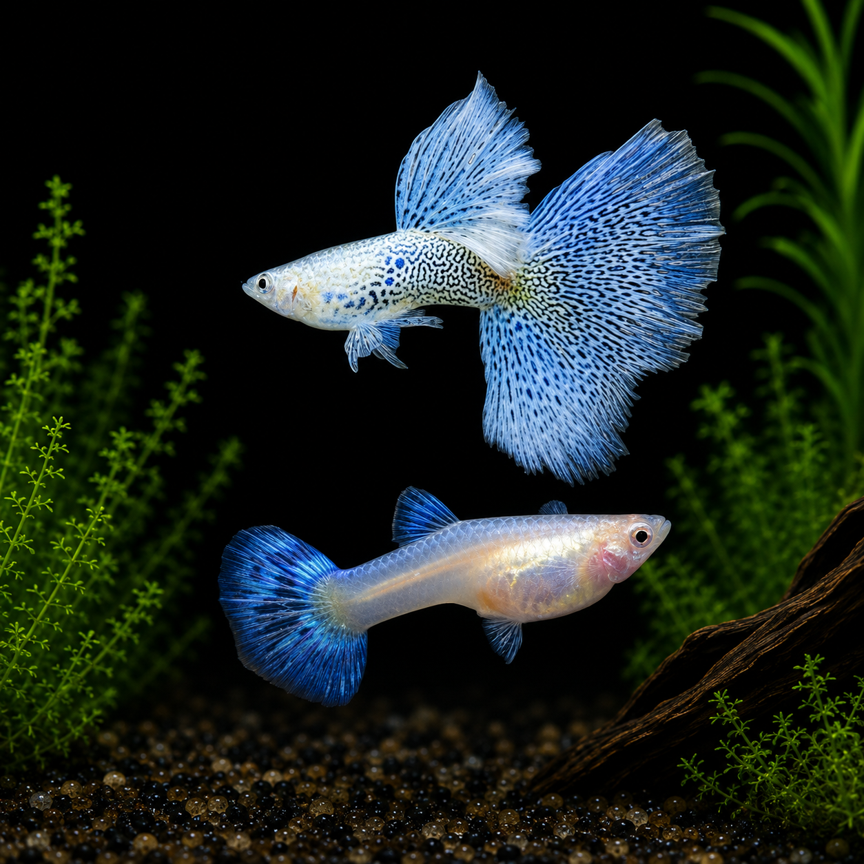 Guppy de encaje azul
