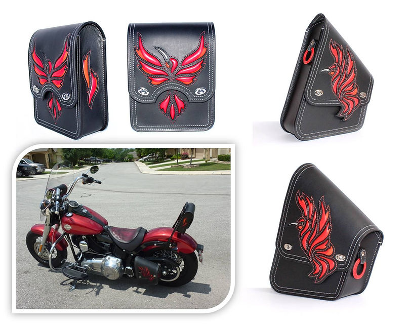 Custom swing-arm bag and sissy bar bag for Harley-Davidson Softail Slim