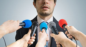 Politician is talking ang giving intervi