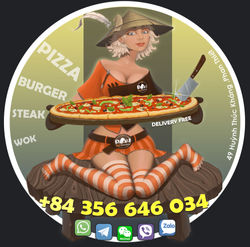 Crazy waiter with pizza