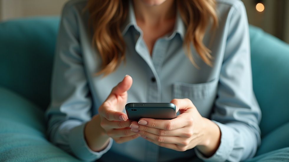 Close-up view of a woman setting boundaries by turning off her phone