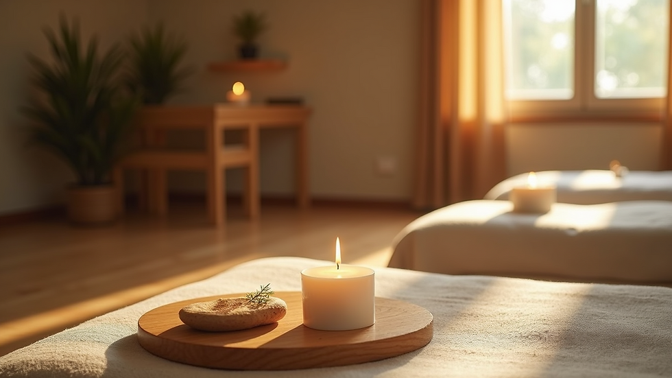 Eye-level view of a serene Reiki healing space