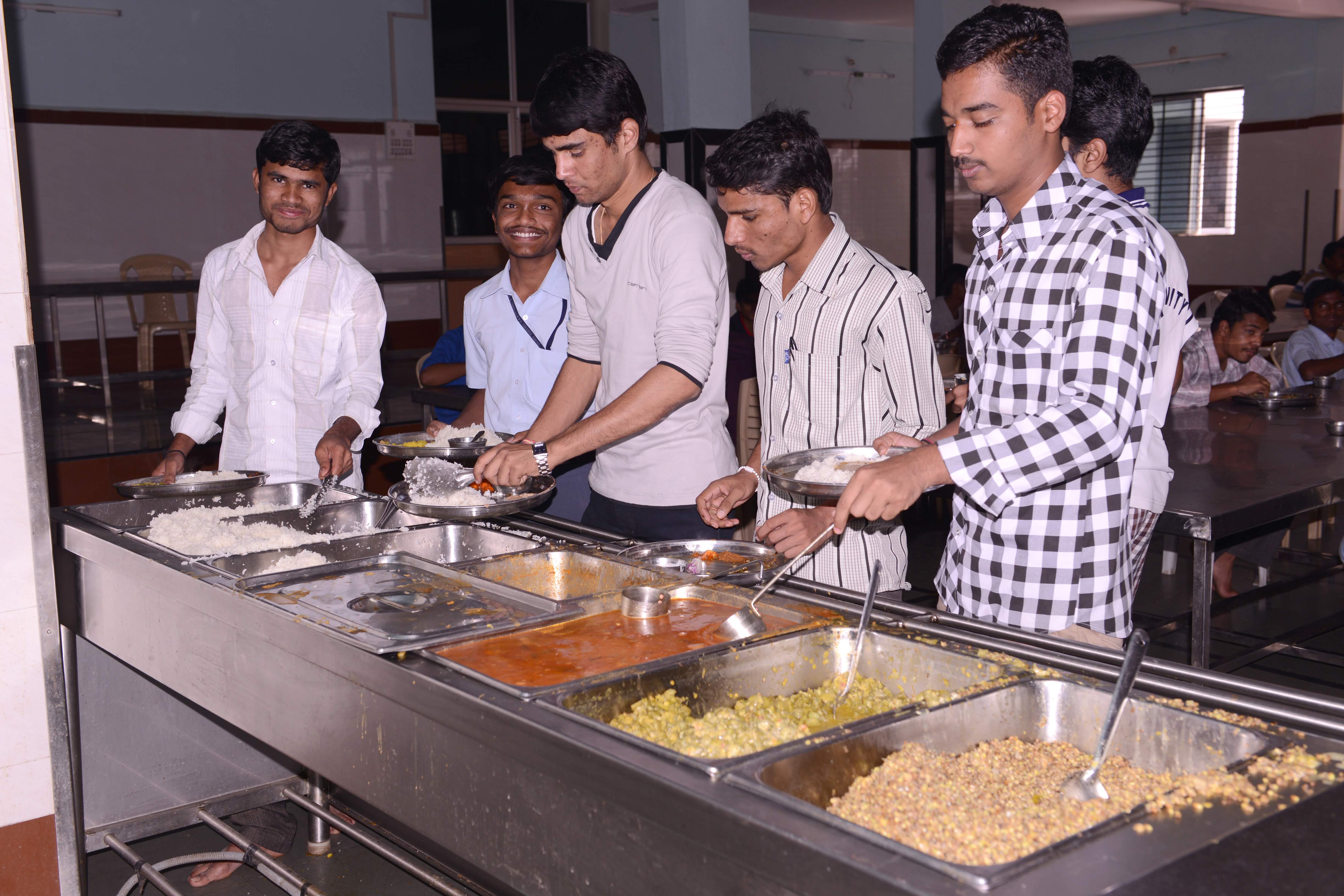 Students serving food