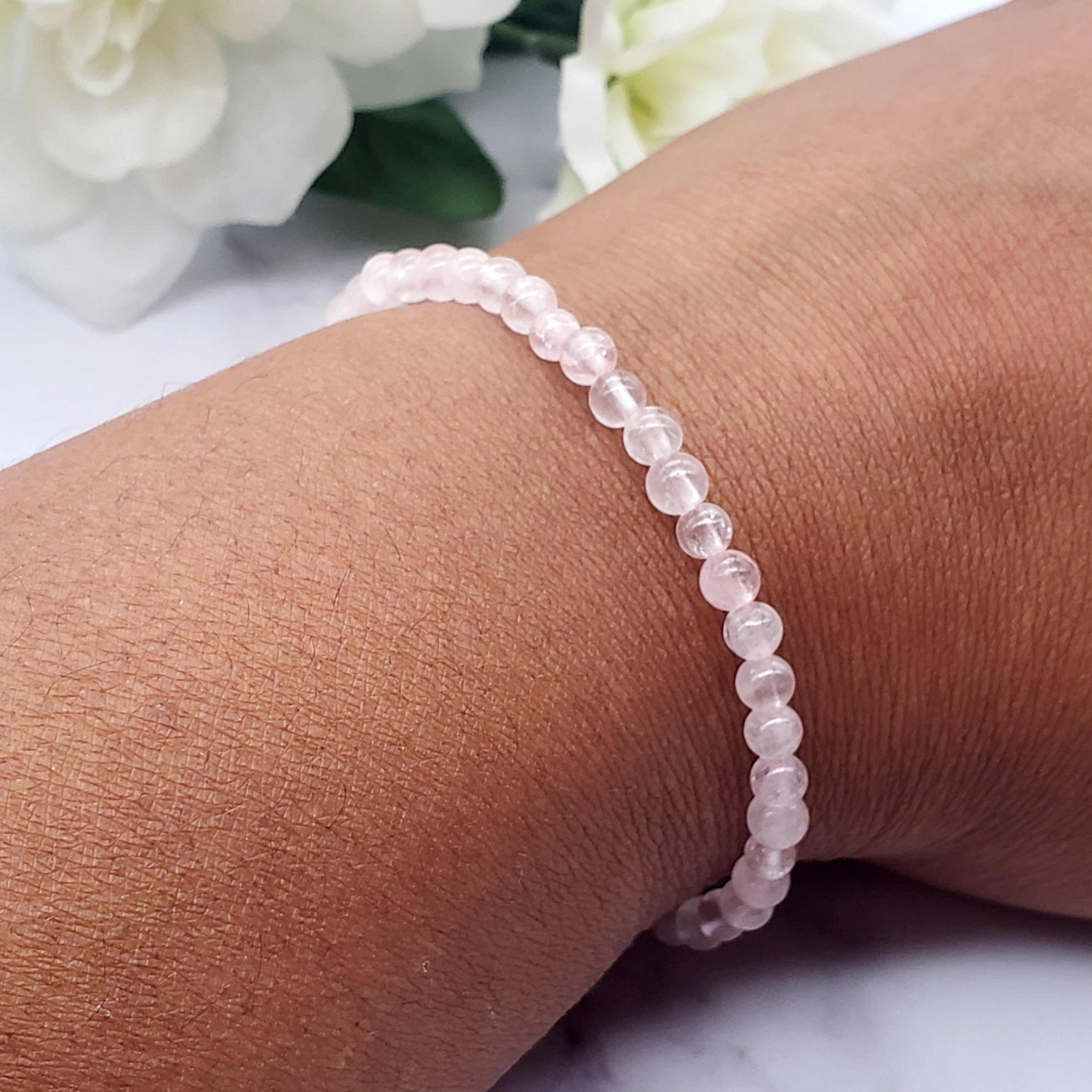 Rose Quartz Power Mini 4mm Bracelet, Valentine's D