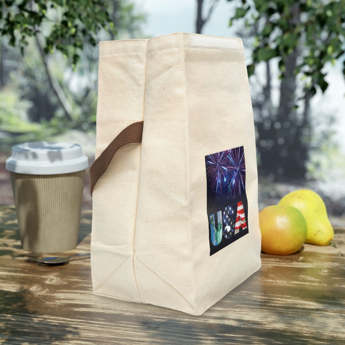 RWB USA Fireworks - Albion Canvas Lunch Bag w/Strap