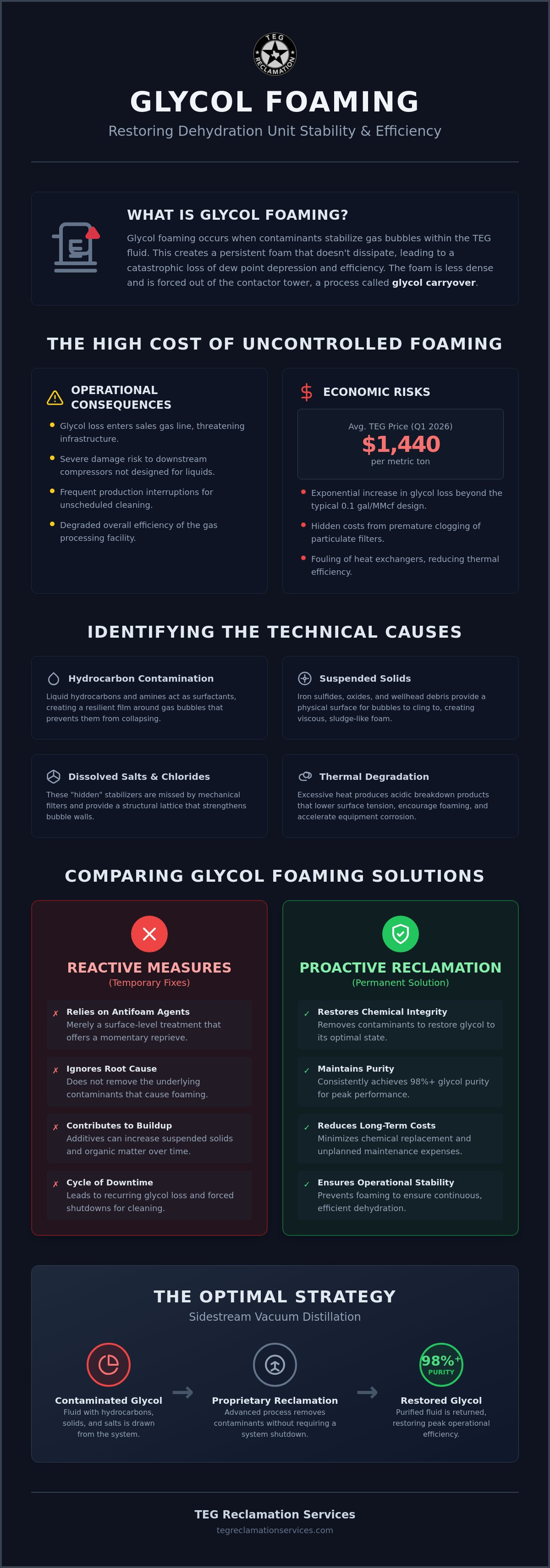 Glycol foaming solutions
