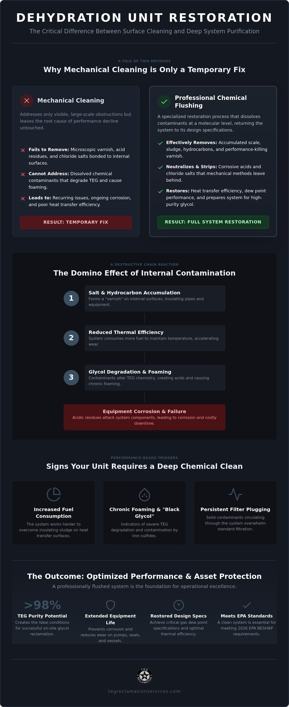 Dehydration plant chemical flushing