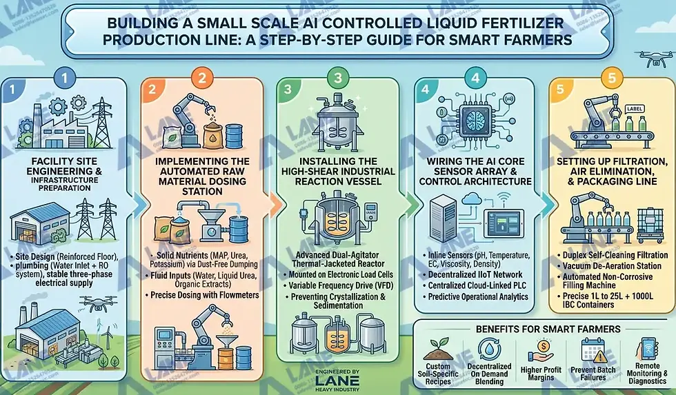 Small scale AI controlled liquid fertilizer production line