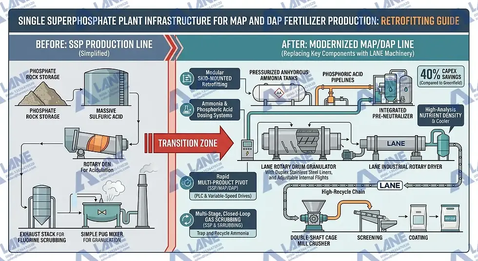 single superphosphate plant infrastructure for MAP and DAP fertilizer production