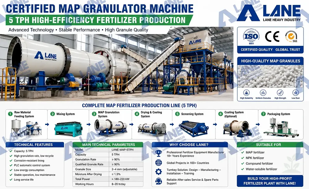 Tph Machine Certified MAP Granulator Machine: 5 TPH High-Efficiency Fertilizer ...