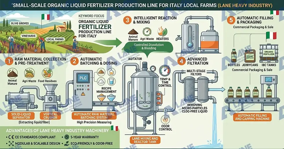 Small-Scale Organic Liquid Fertilizer Production Line for Italy Local Farms