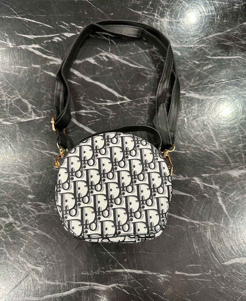 Thumbnail: Dogior Print Round Purse with Luggage Tag