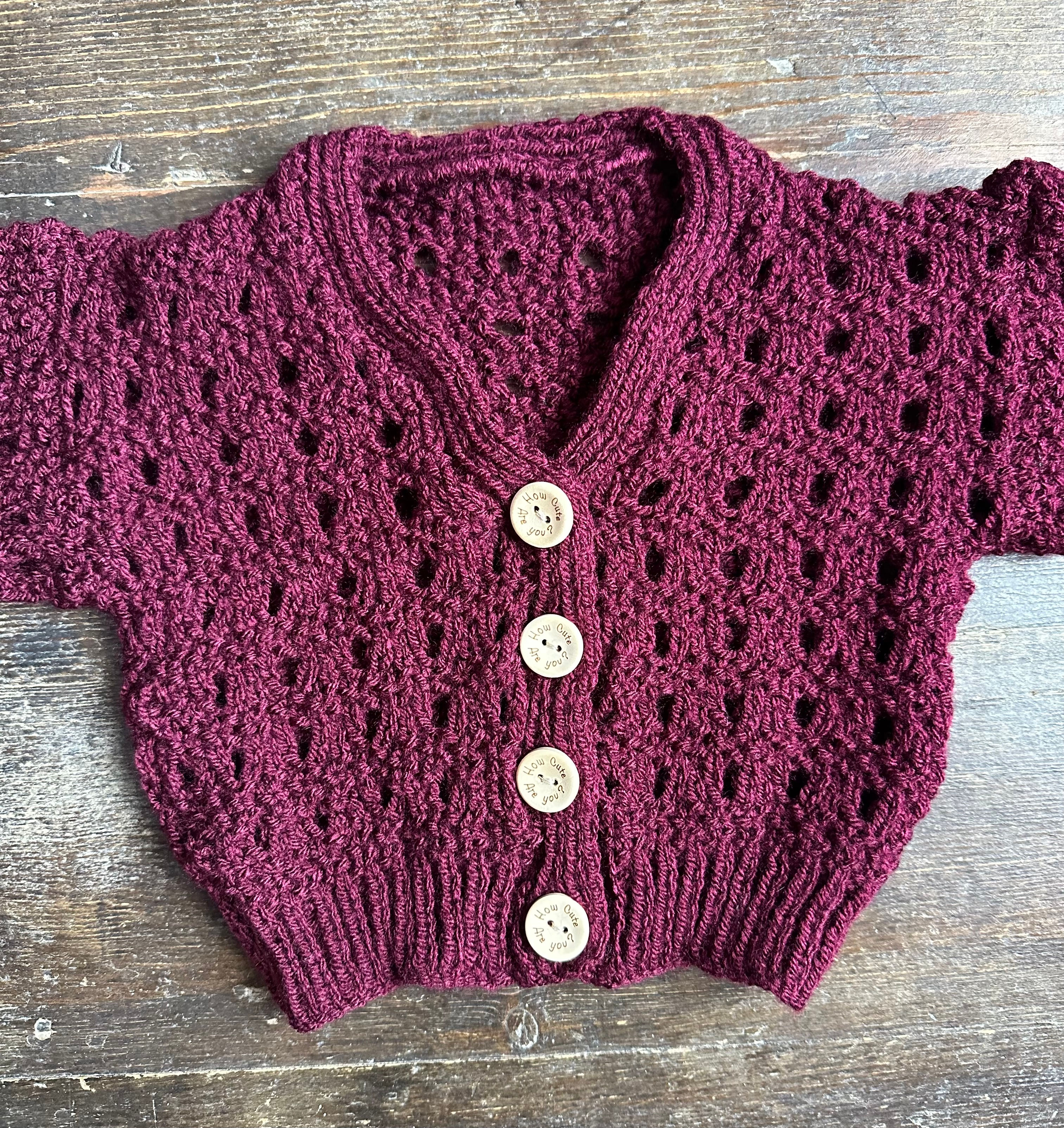 Burgundy 3-6 months cardigan