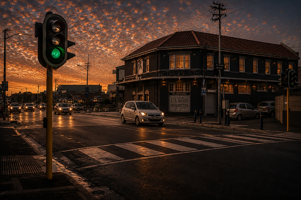 The Leo building on Albert Road at dusk, Woodstock