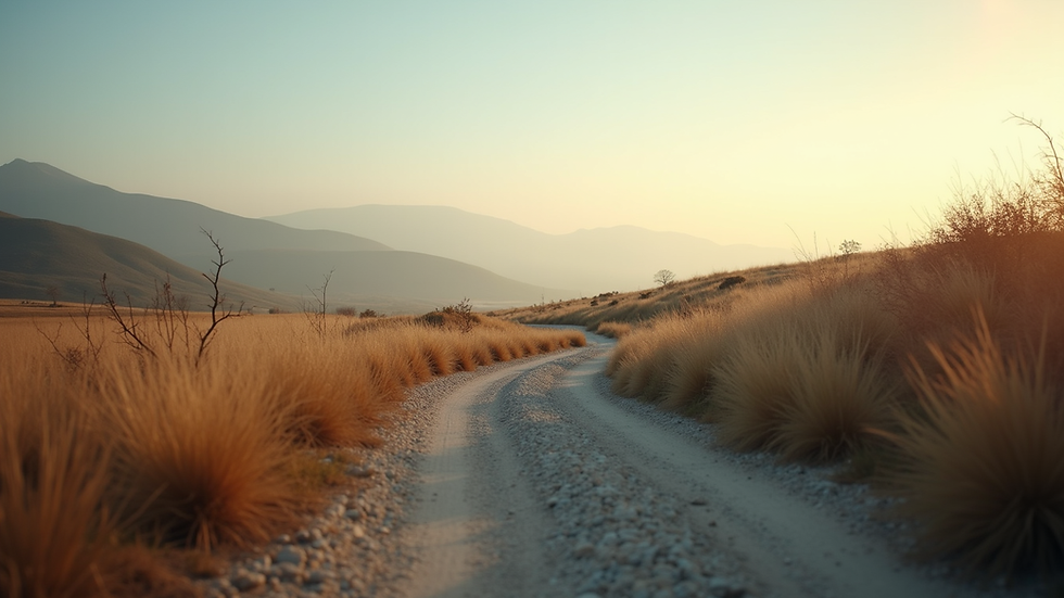 Eye-level view of a serene landscape with a winding path