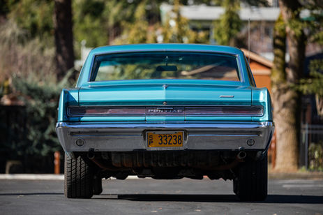 Rear view of the 1964 Pontiac Le Mans featuring Le Mans badging and chrome accents