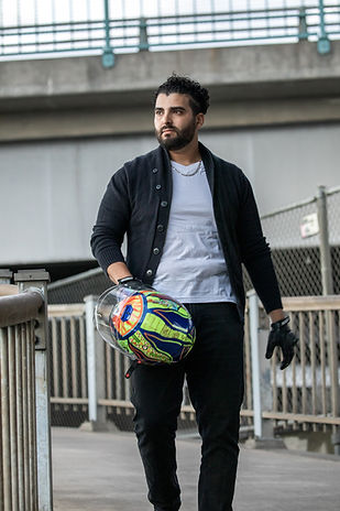 Motorcyclists portrait picture in Downtown Portland for dating and social media