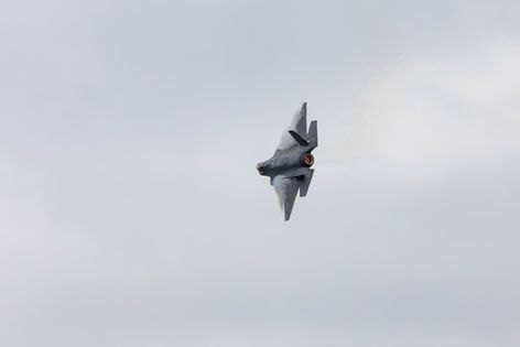 Lockheed Martin USAF F-35A Lightning II action photo on a high speed in the sky