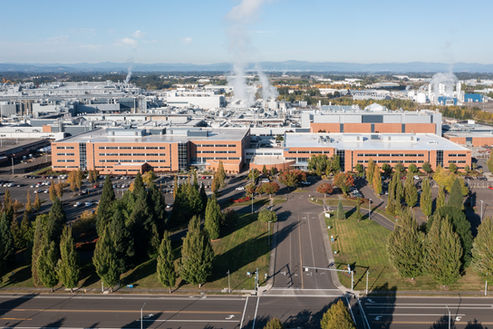 Aerial Drone picture of Intel Ronler Acres Campus in Hillsboro, Oregon