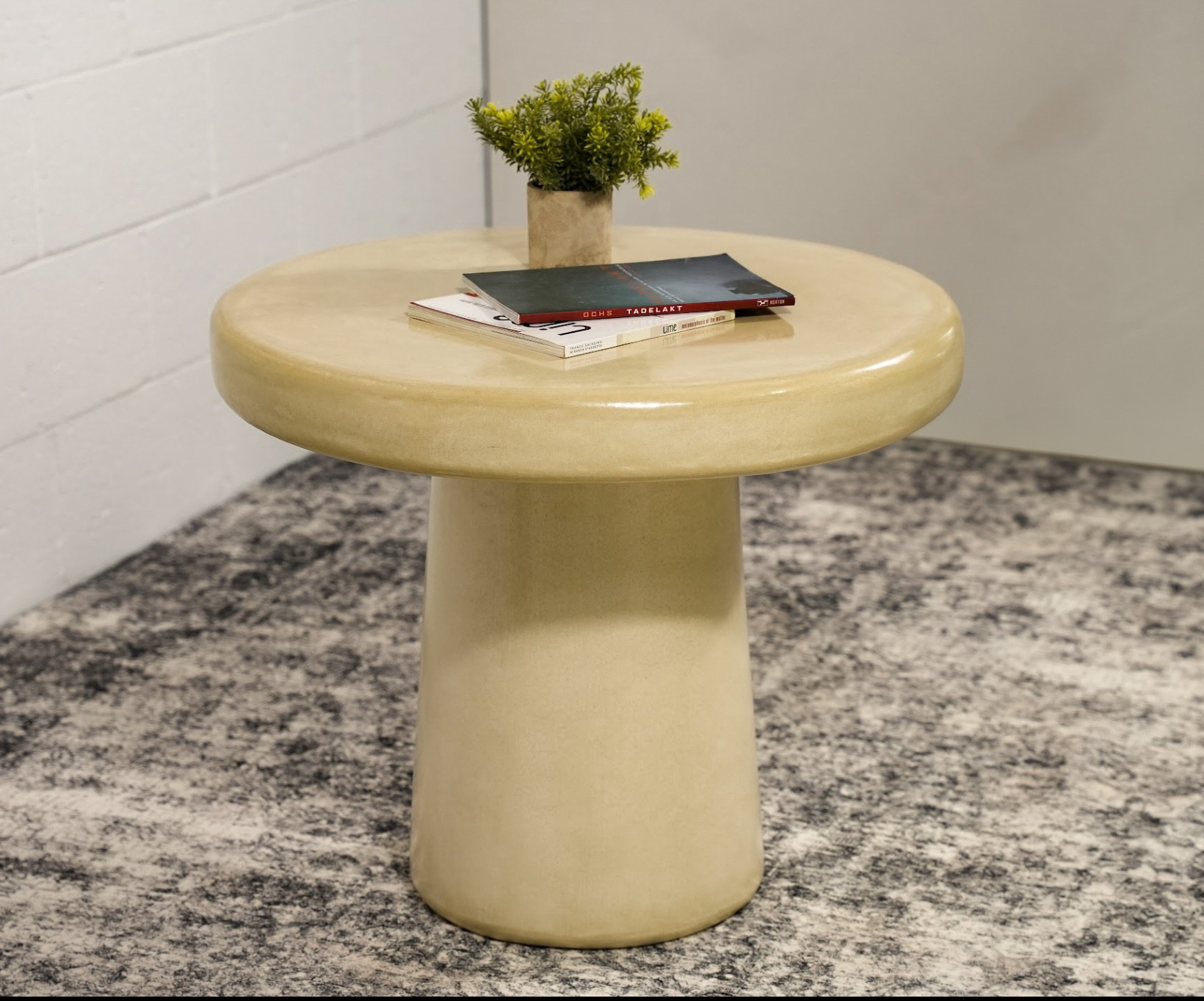 Handcrafted Beige Moroccan Tadelakt Plaster Table