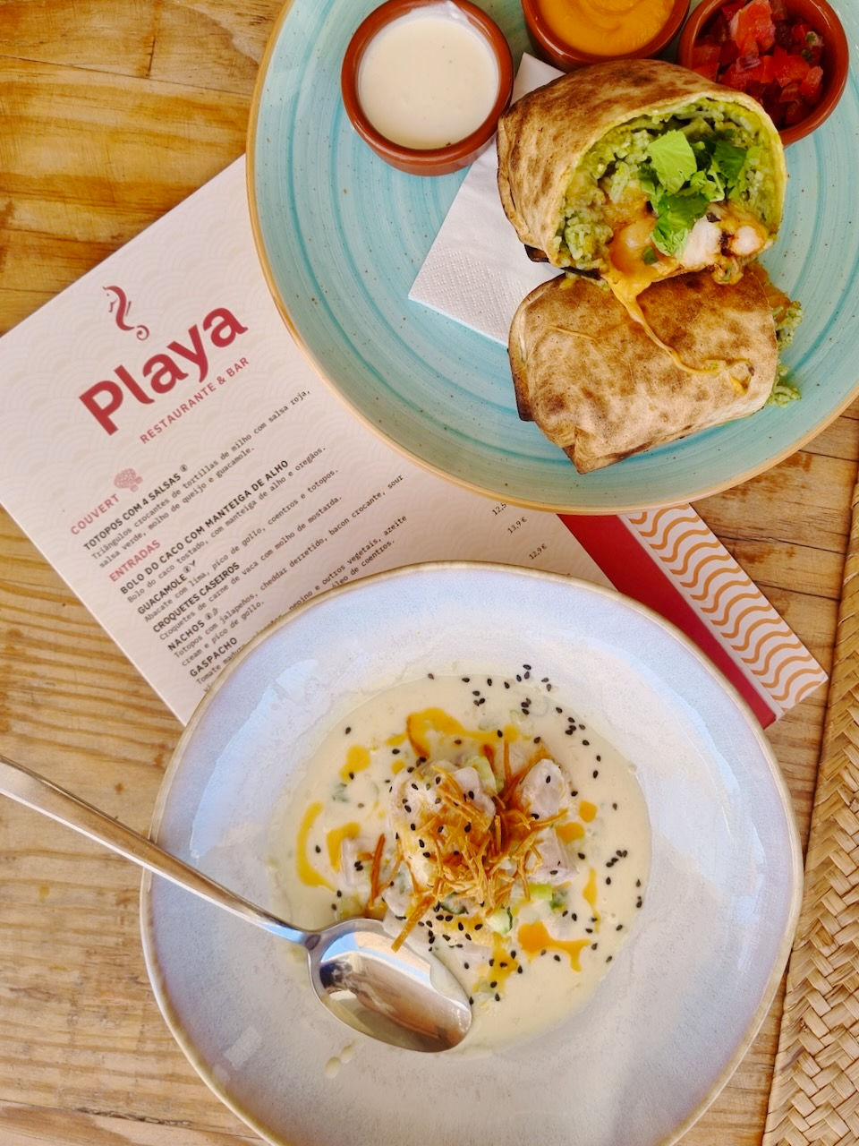 A plate of ceviche in a restaurant in Algarve