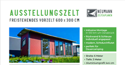 freistehendes Vorzelt von aussen 6x3 Meter