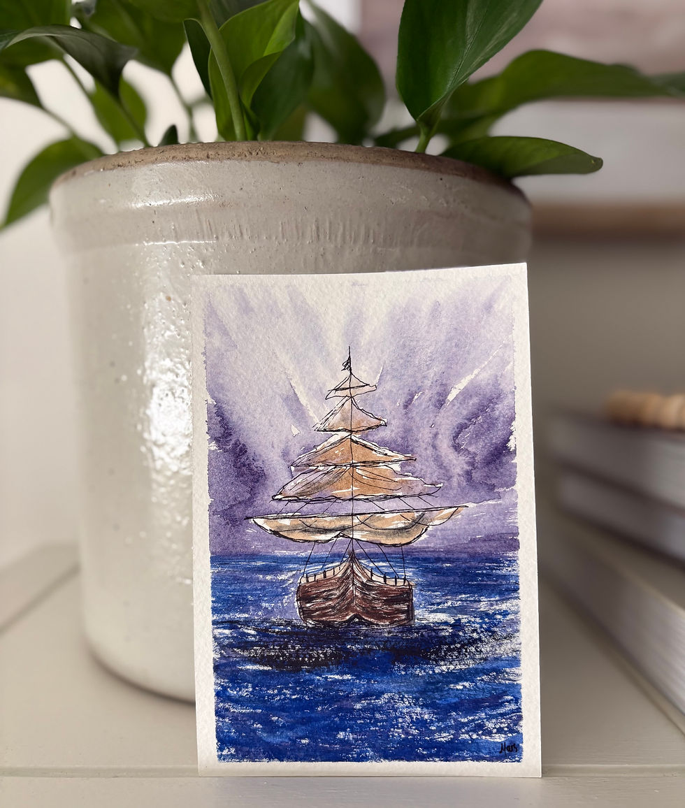 Thumbnail:  Watercolor Sailing Ship Painting (Original)