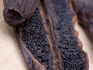 mehrere vanilleschoten bourbon voll mit samen