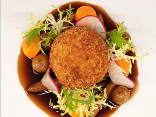 Recipe: Crispy Turkey Ball with Bread-Based Pasta and Mushroom Sauce from Fairmont Quasar Istanbul