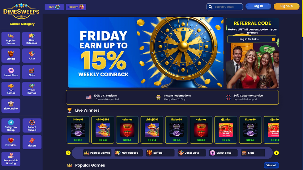 DimeSweeps homepage