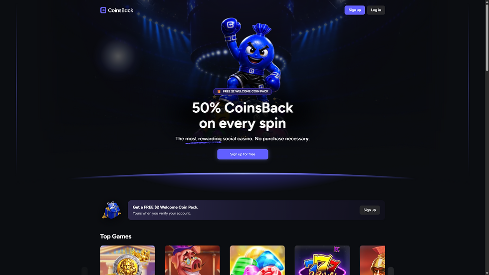 CoinsBack Casino homepage