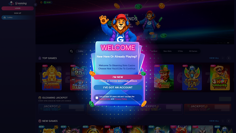 Gleaming Casino homepage