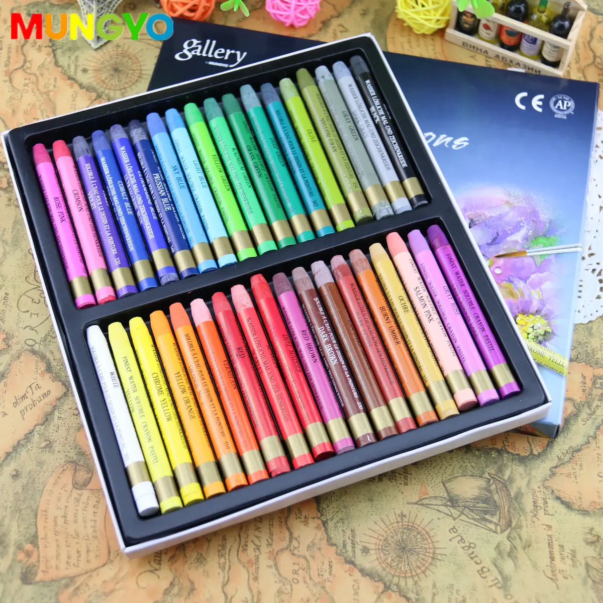 Mungyo Water color Crayon in paper pack - 24 colors Mungyo 水彩蠟筆紙盒裝 -24色