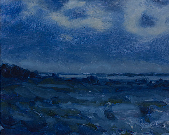 River Beach, Night by Philip Juras. Oil on paper. Source: Philip Juras Gallery