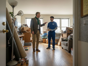 Landlord meets junk removal team for apartment cleanout