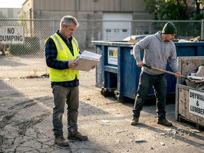 Supervisor overseeing construction debris sorting in MA