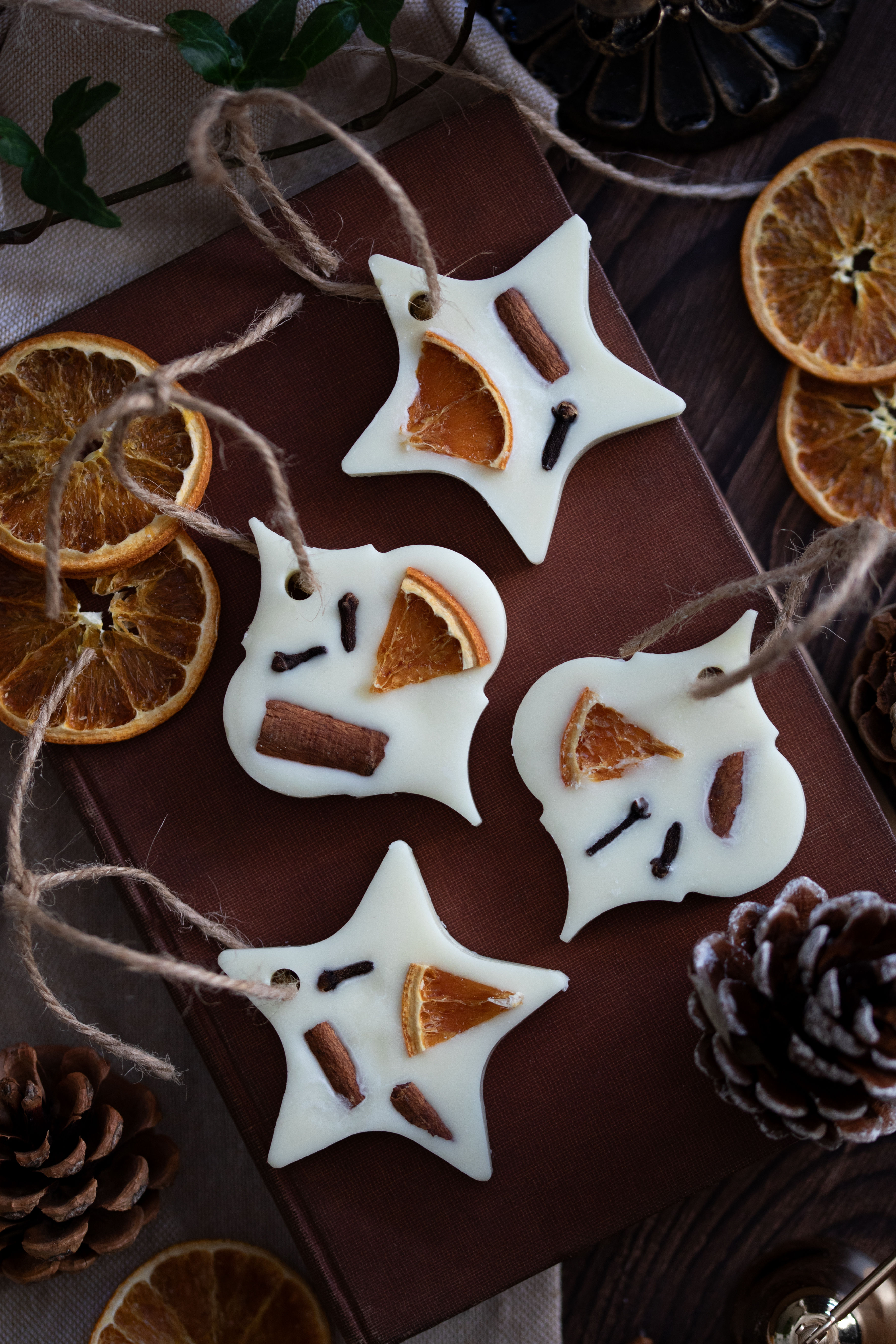 Orange & Cinnamon Scented Wax Decorations (Set of 4)