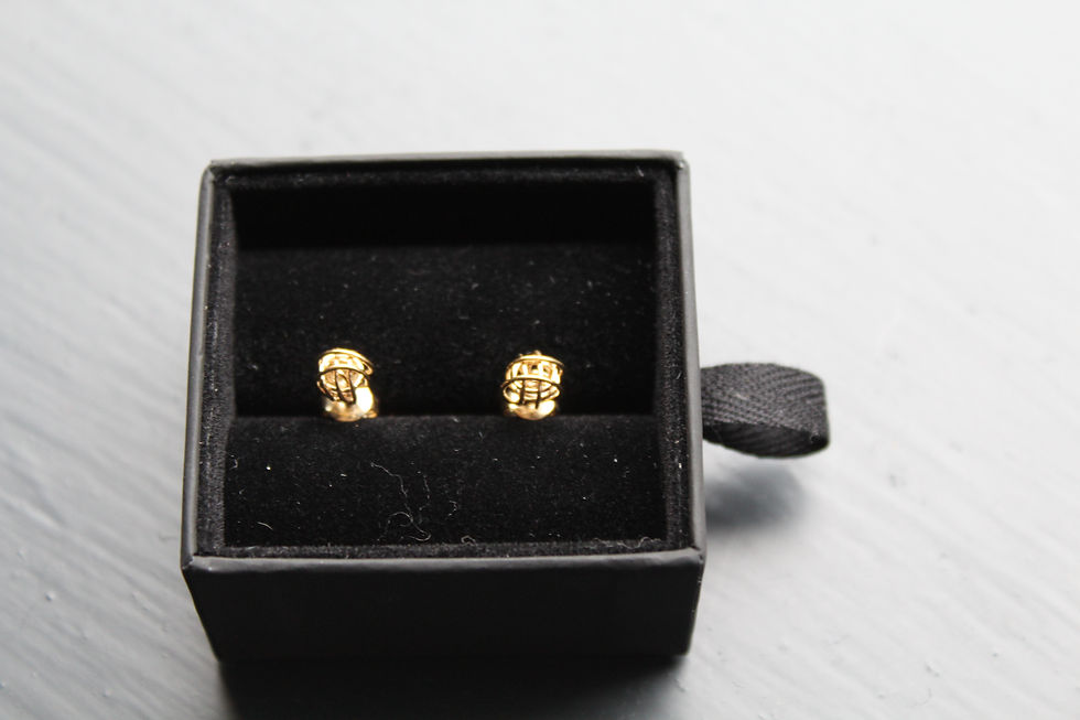 Thumbnail: Tiny Hand Woven Gold Knot Studs