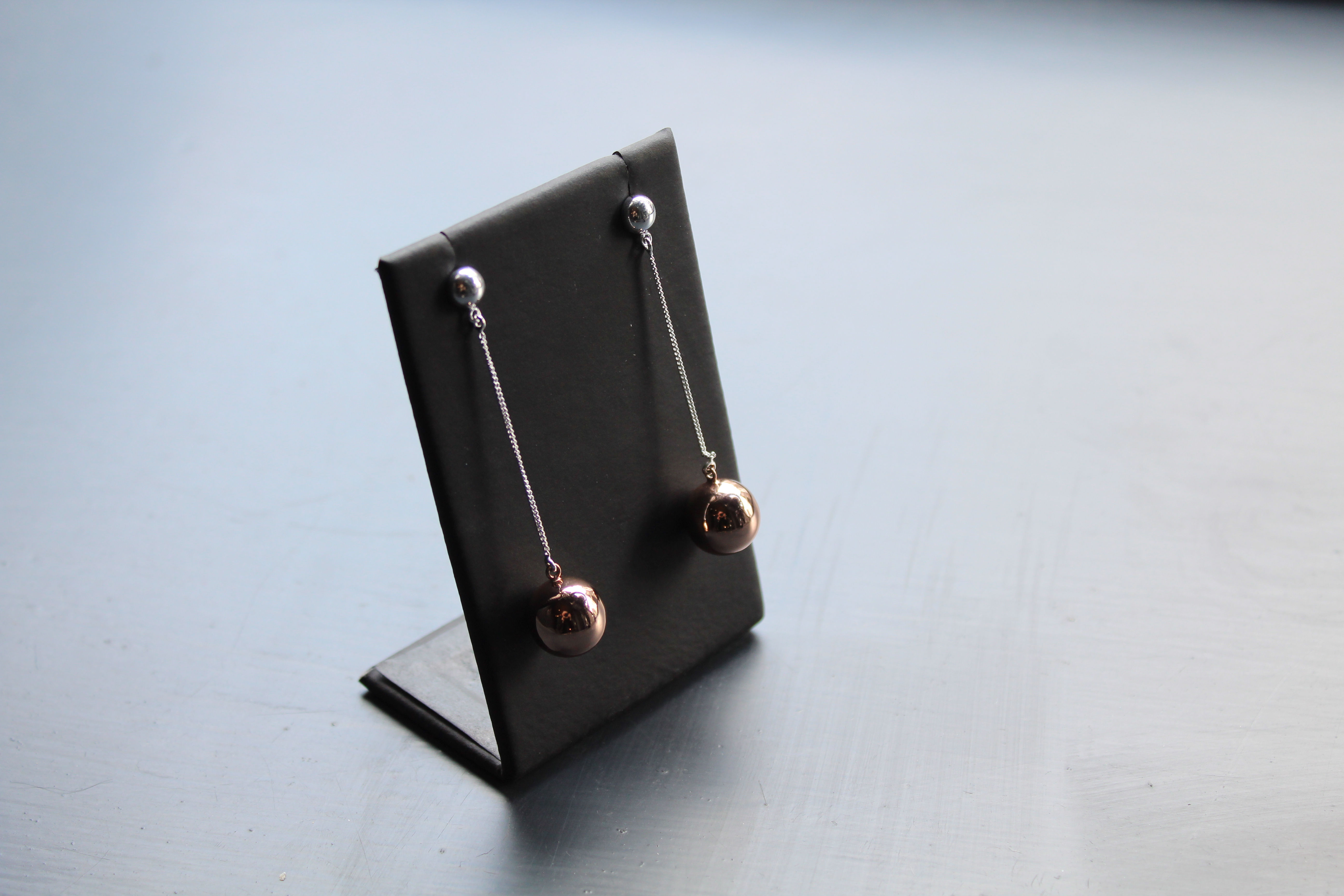 Large Rose Gold Bead Drop Earring