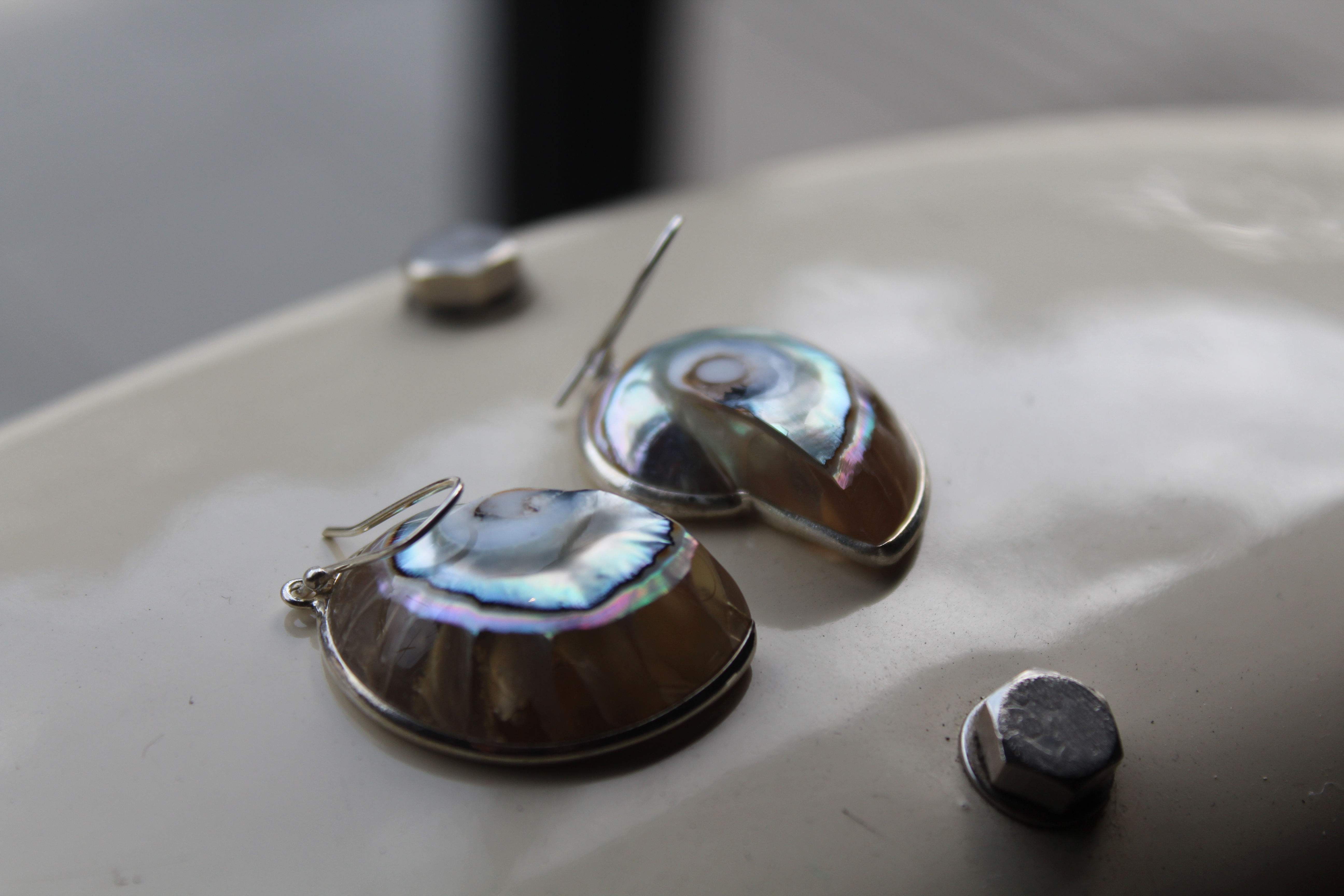 Nautulis Shell & Sterling Silver Earrings