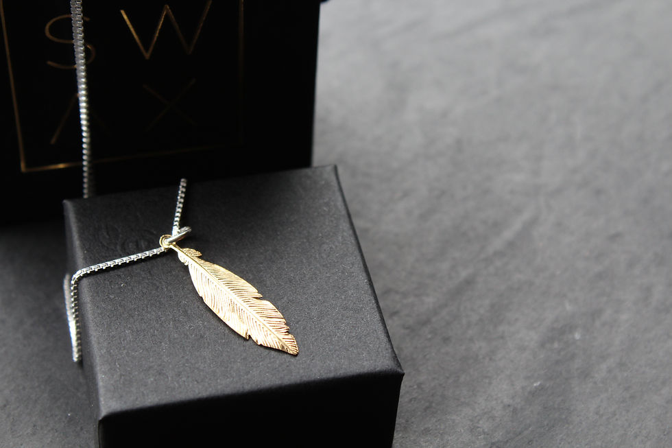 Thumbnail: Gold Feather Sterling Silver Necklace
