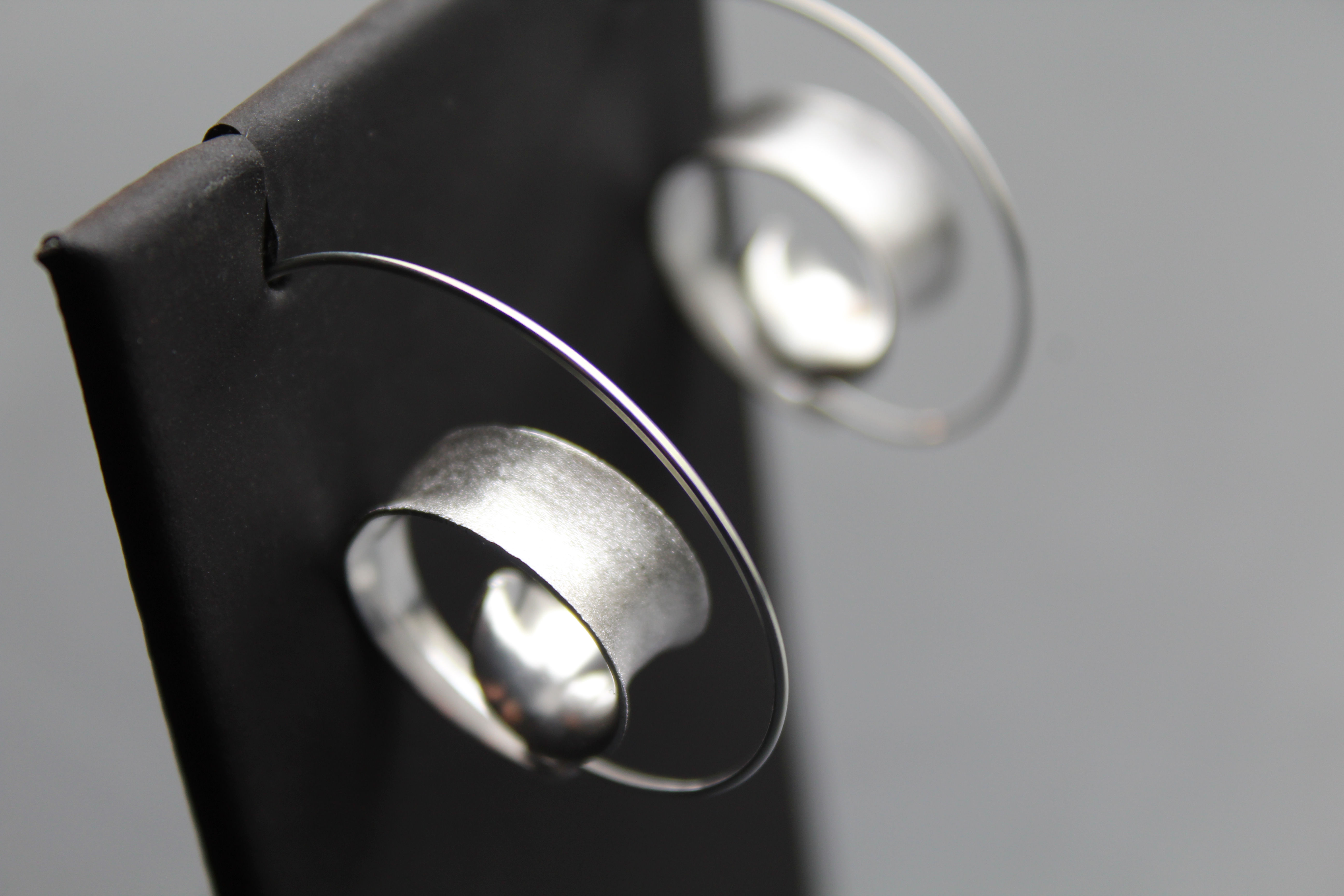 Silver Satin Finish Swirl Hoop Earrings