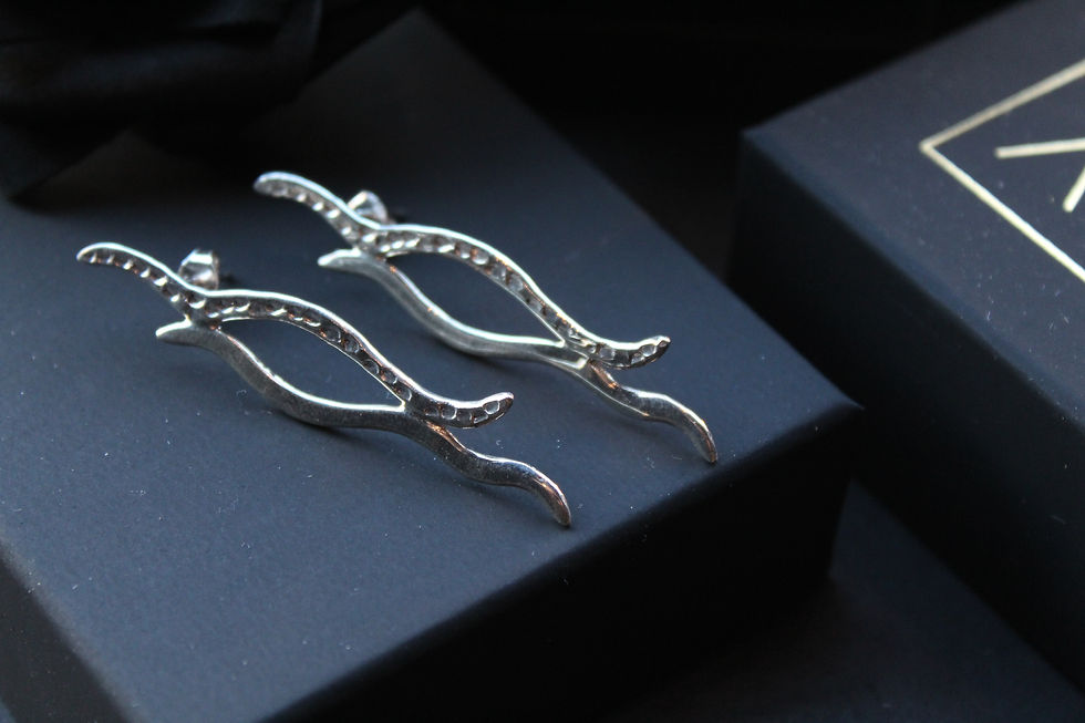 Thumbnail: Designer Textured Waves Silver Earrings