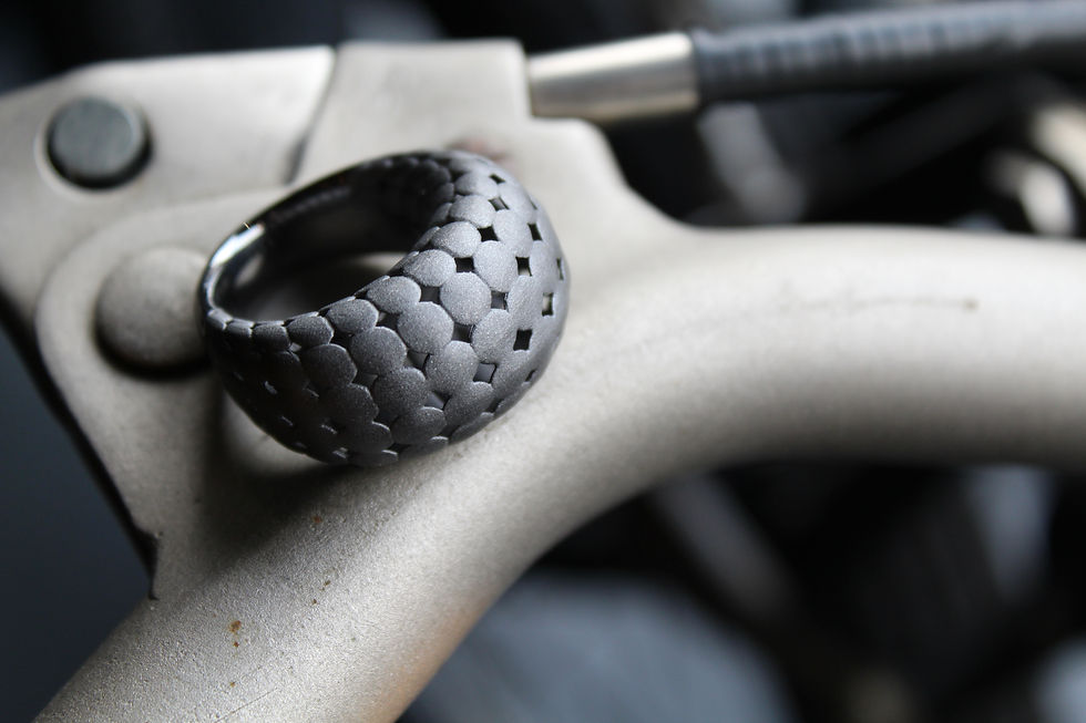 Thumbnail: Silver 925 Rhodium Matt Black Statement Ring