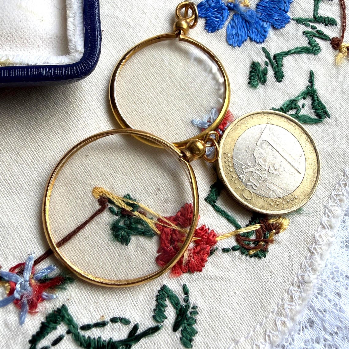 Antique Edwardian Rolled Gold Crystal Photo locket | Double Glass Locket